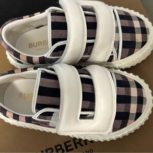 Burberry Kids Checkered Sneakers with White Straps
